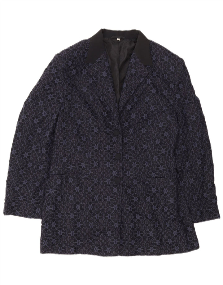 Carol Γυναικείο τζάκετ σακάκι με 3 κουμπιά IT 48 XL Navy Blue Floral Polyamide