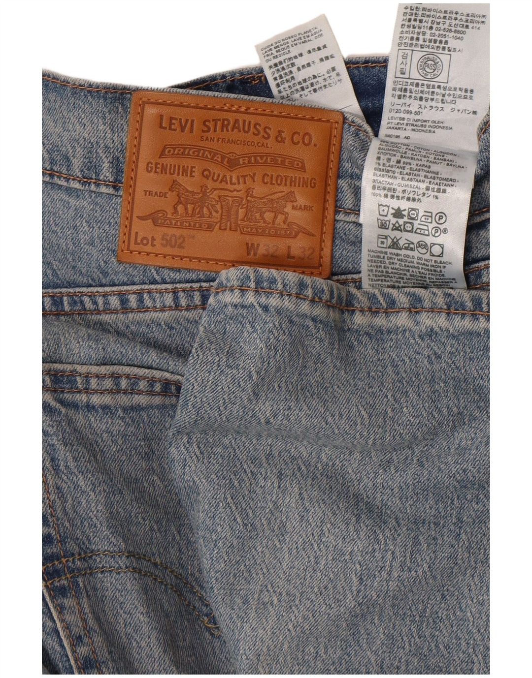 Levi's Mens 502 Tapered Jeans W32 L32 Blue Cotton