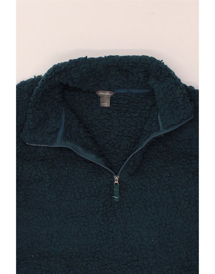 EDDIE BAUER Womens Oversized Zip Neck Fleece Jumper UK 16 Large Blue Vintage Eddie Bauer and Second-Hand Eddie Bauer from Messina Hembry 
