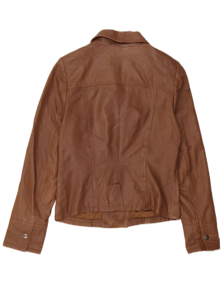 Reiss Γυναικείο Crop Δερμάτινο Μπουφάν UK 10 Small Brown Δερμάτινο