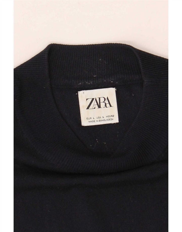 Zara Ανδρικό T-Shirt Top Large Navy Blue