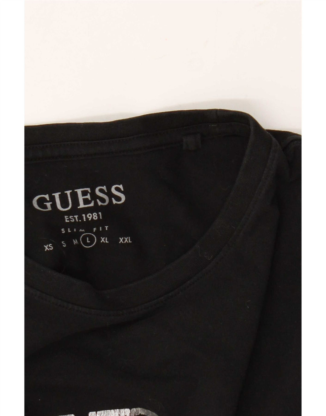 Ανδρικό γραφικό μπλουζάκι Guess Slim Fit Top Large Μαύρο