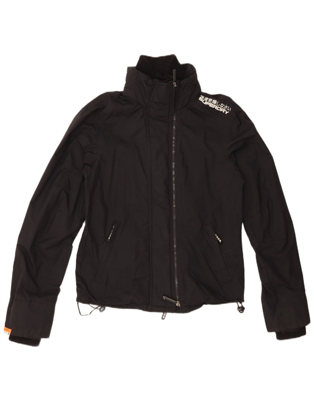 Γυναικείο γραφικό μπουφάν βροχής SUPERDRY UK 14 Medium Black Nylon