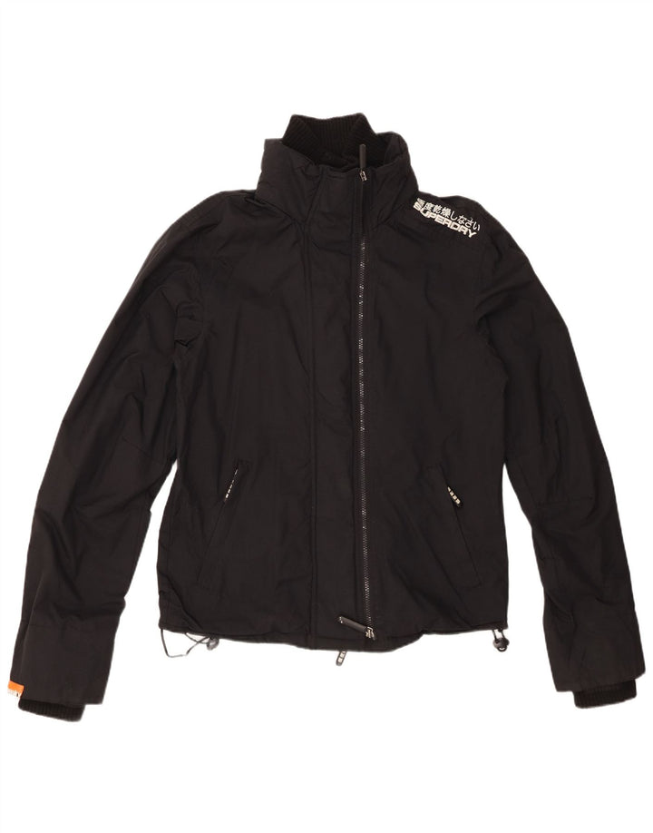 Γυναικείο γραφικό μπουφάν βροχής SUPERDRY UK 14 Medium Black Nylon