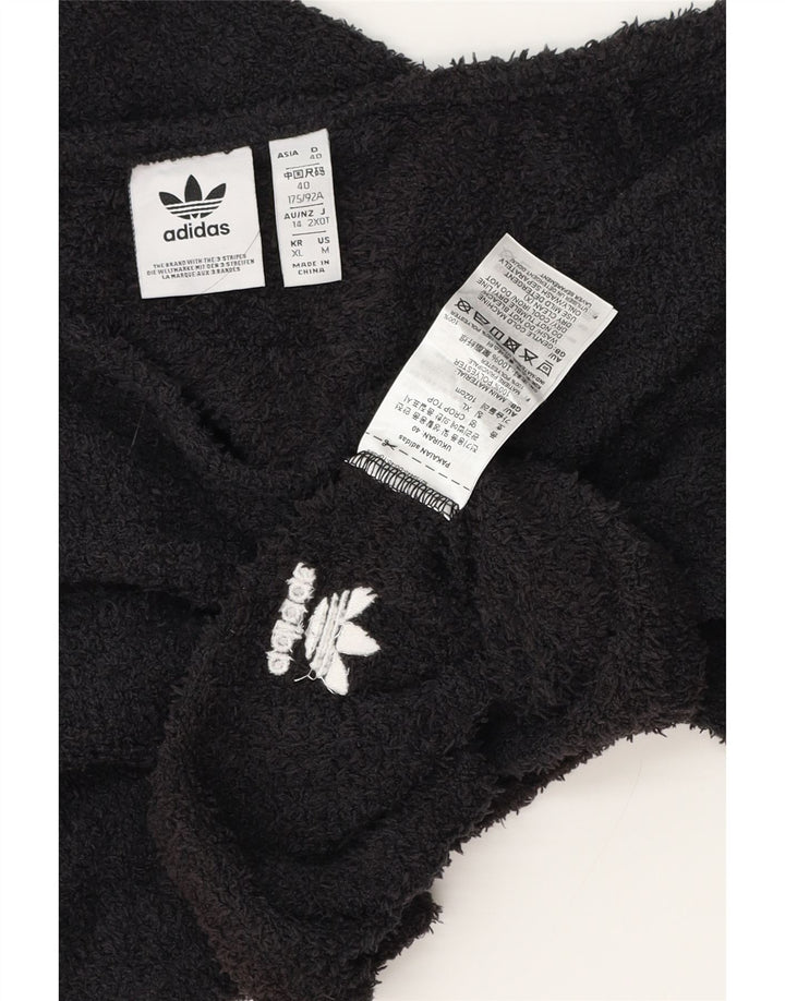 Adidas Γυναικείο Crop Fleece Off Shoulder Top UK 12 Medium Black Polyester