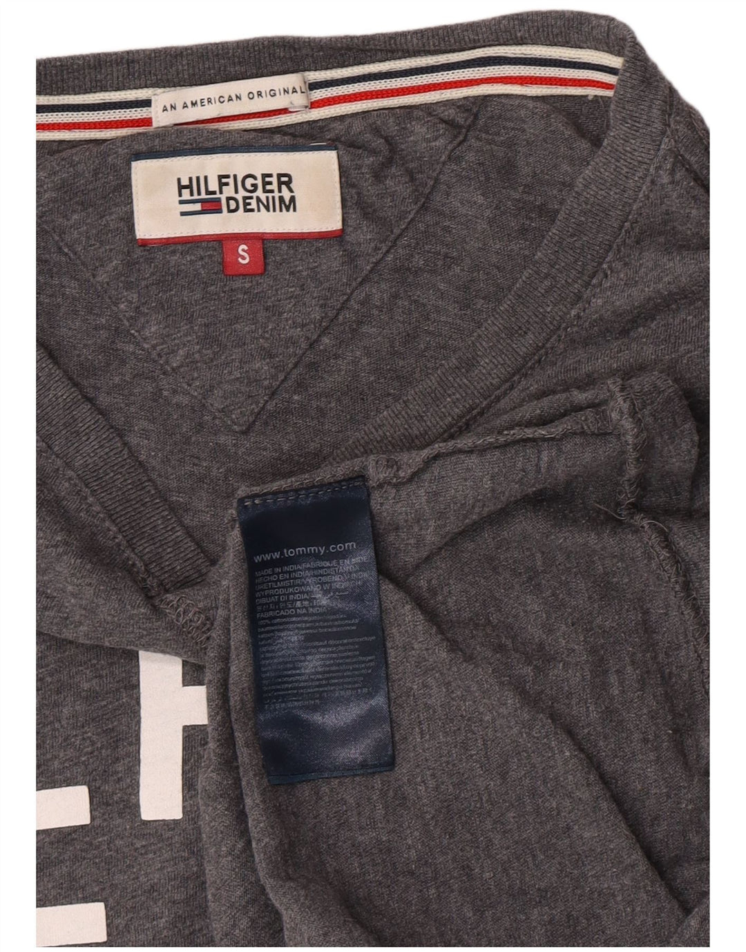 Tommy Hilfiger Ανδρικό γραφικό τοπ μακρυμάνικο μικρό γκρι βαμβακερό