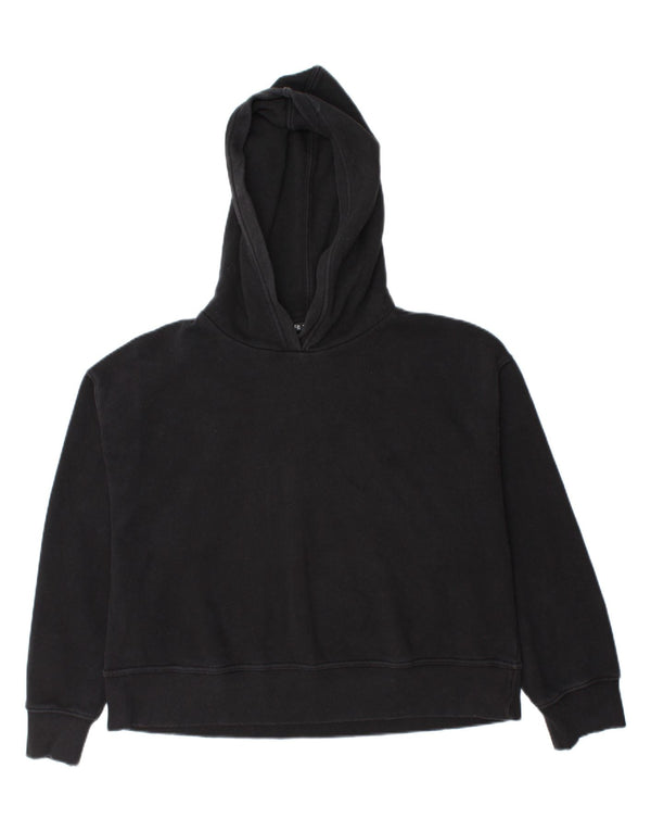 Zara Womens Crop Oversized Hoodie Jumper UK 18 XL Μαύρο