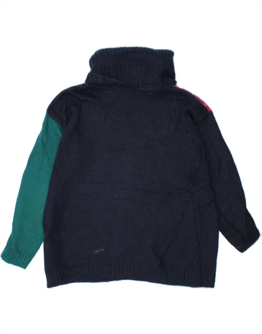 BENETTON Γυναικείο πουλόβερ με ρολό λαιμόκοψη UK 14 Medium Navy Blue