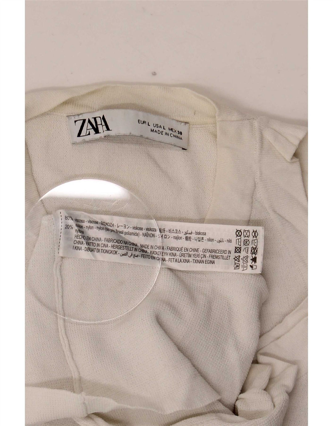Zara Γυναικείο Γιλέκο Τοπ UK 14 Μεγάλη Λευκή Βισκόζη