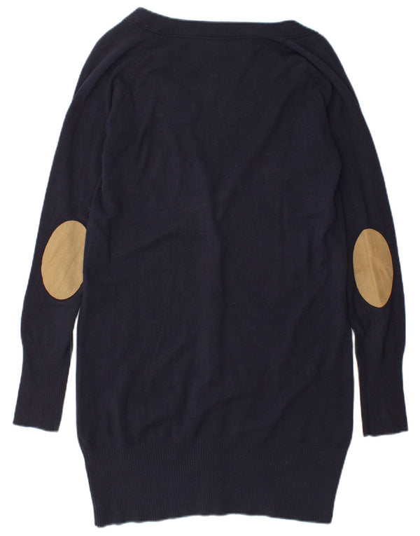 Zara Γυναικεία Ζακέτα Longline UK 14 Large Navy Blue