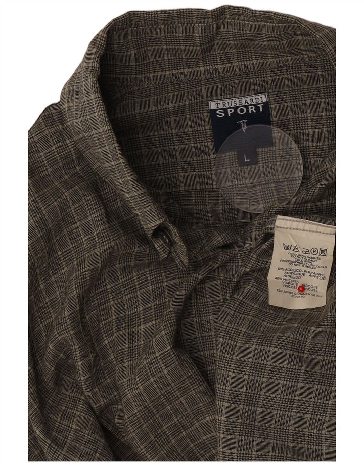 Ανδρικό πουκάμισο Trussardi Μεγάλο πράσινο Houndstooth Ακρυλικό