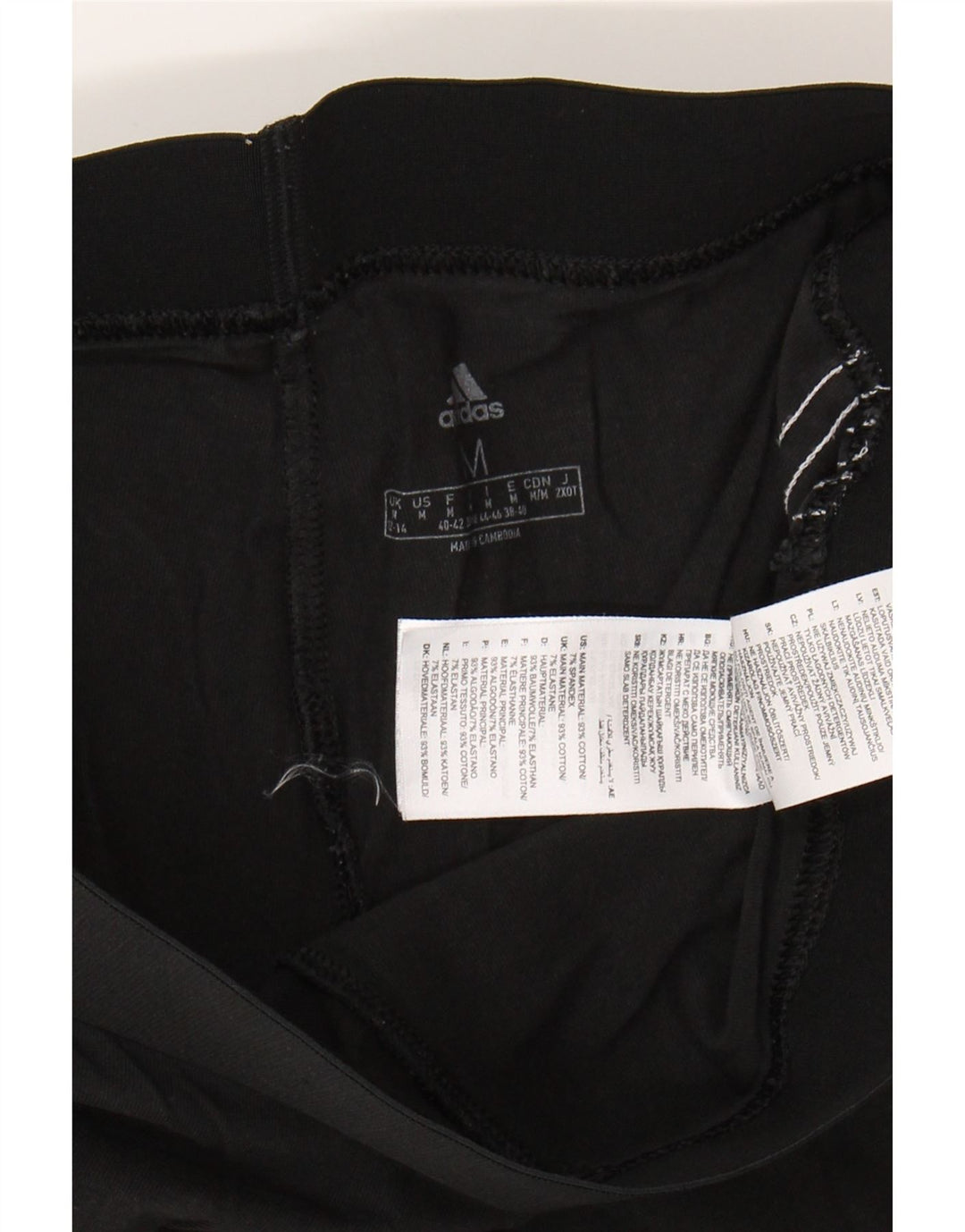 ADIDAS Womens Leggings UK 12/14 Medium  Black Cotton