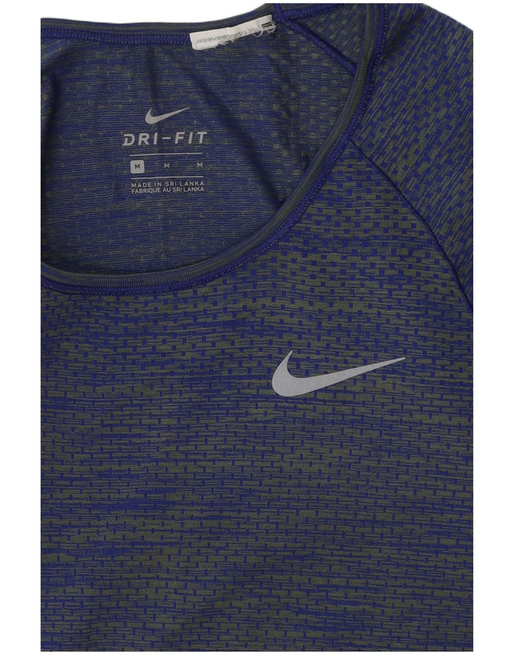 Nike γυναικείο Dri Fit Μακρυμάνικο UK 12 μεσαίο μπλε ριγέ