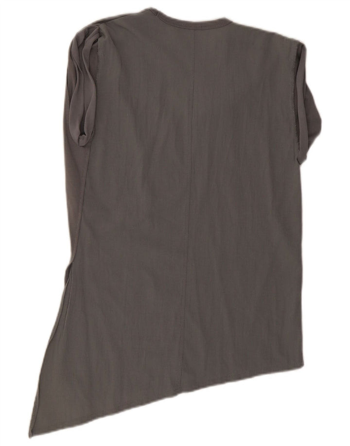 Zara Γυναικεία Ασύμμετρη Μπλούζα Τοπ UK 10 Small Grey Viscose