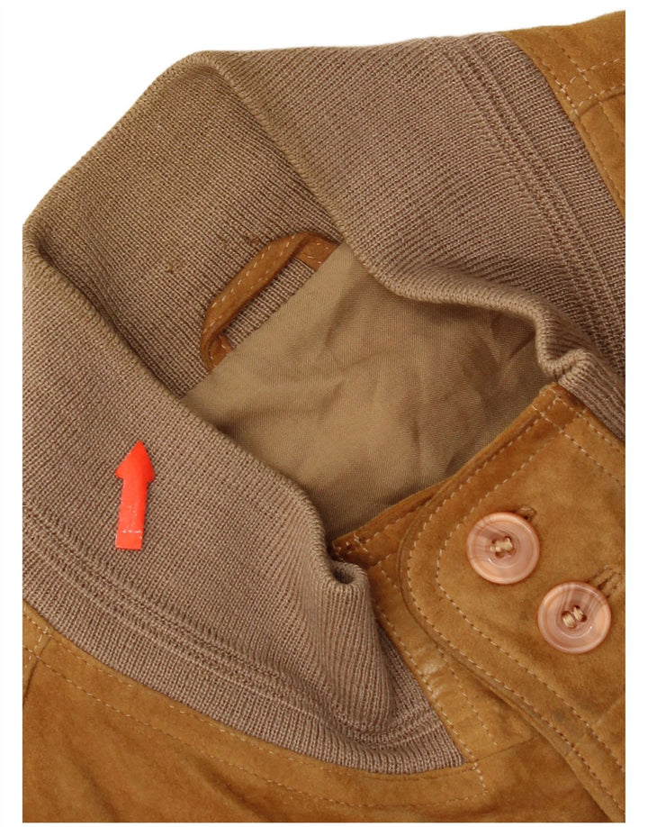 Vintage Ανδρικό Suede Bomber Jacket UK 42 XL Beige Leather