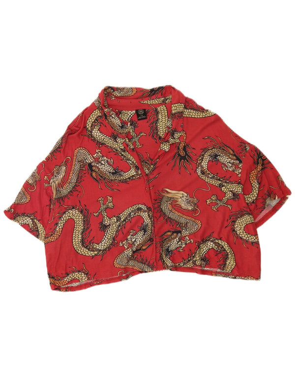 Urban Outfitters Womens Crop Abstract Pattern Μπλούζα UK 16 Large Red