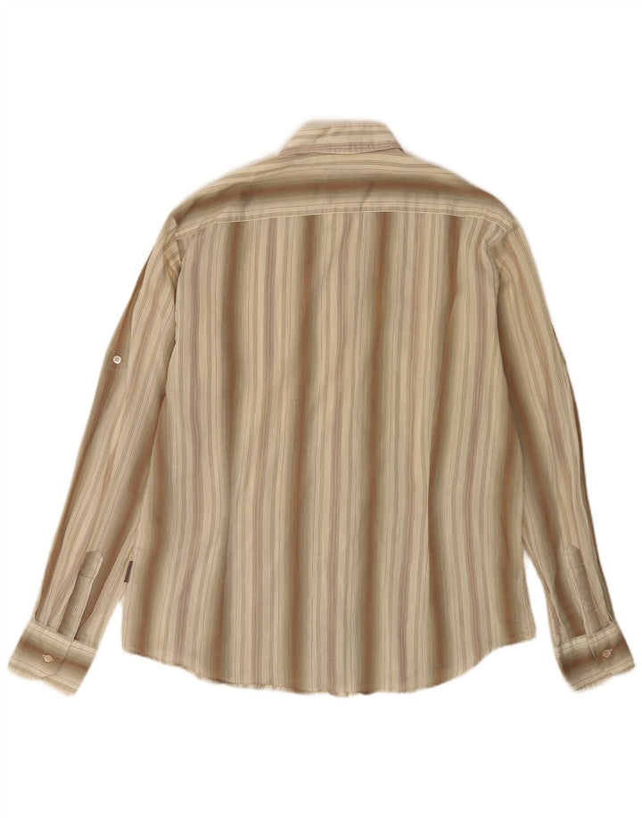 Ted Baker Ανδρικό πουκάμισο μεγάλο χακί ριγέ βαμβακερό