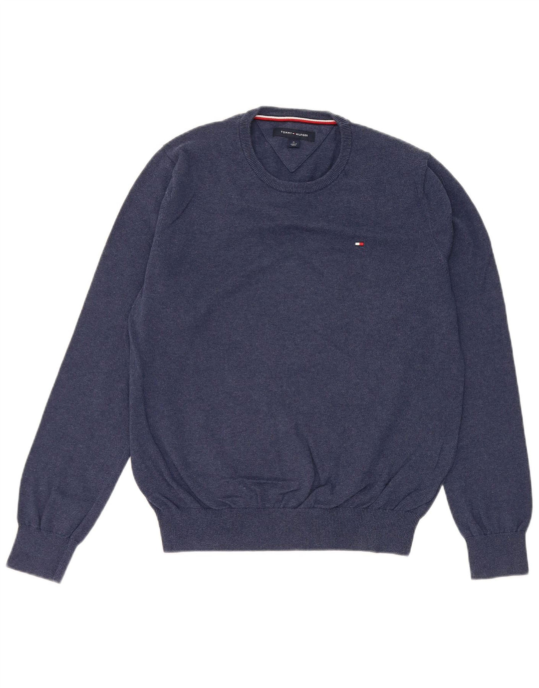 Ανδρικό πουλόβερ με λαιμόκοψη Tommy Hilfiger, Βαμβακερό μεσαίο ναυτικό