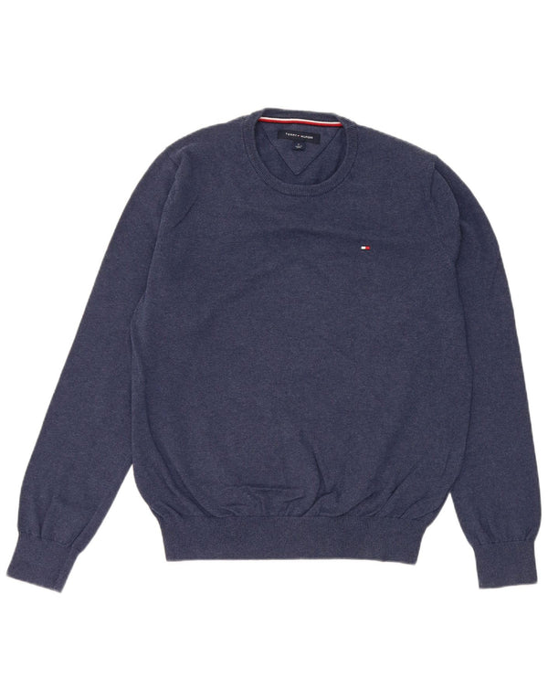 Tommy Hilfiger Mens Crew Neck Jumper Sweater Medium Navy Blue Cotton