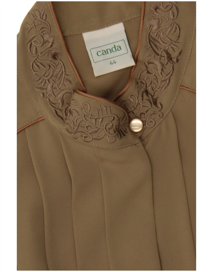 CANDA Womens Shirt Blouse IT 44 Medium Khaki Floral Polyester