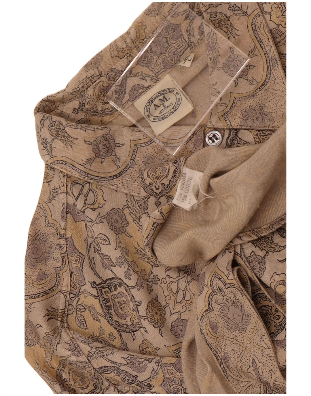Π.Μ. & Company Ανδρικό Πουκάμισο Μεγάλο Καφέ Paisley Viscose