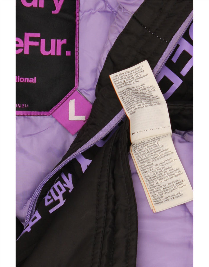 Superdry γυναικείο μπουφάν Parka με κουκούλα UK 16 Large Black Nylon Winter