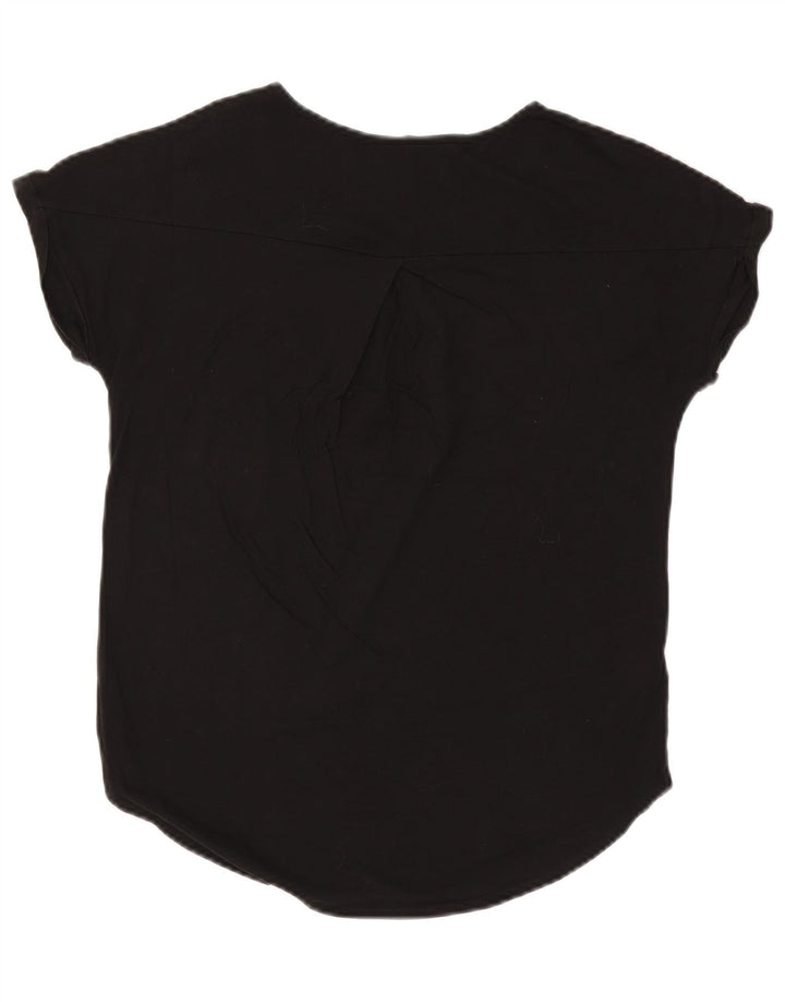 EDDIE BAUER Γυναικείο μπλουζάκι υπερμεγέθη τοπ UK 6 XS μαύρο βαμβακερό