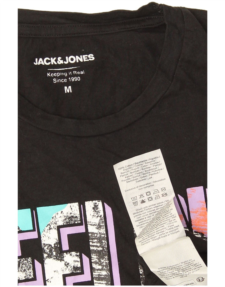 Jack & Jones Ανδρικό γραφικό T-Shirt Top Μεσαίο μαύρο βαμβακερό
