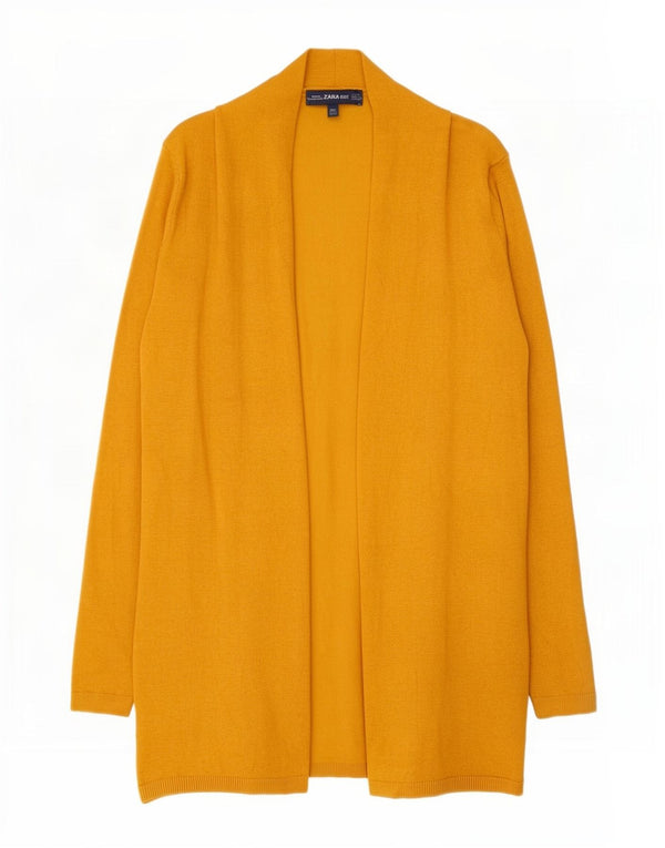 Zara Γυναικείο ανοιχτό πουλόβερ ζακέτα UK 10 Small Yellow Viscose