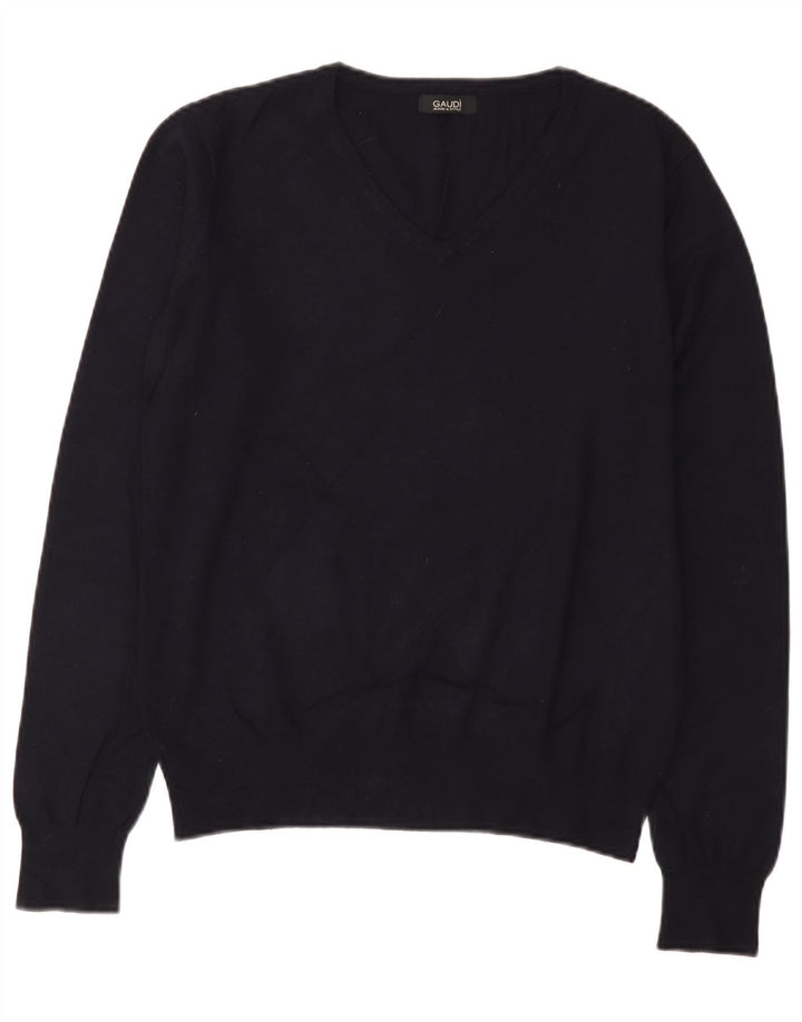 Γυναικείο πουλόβερ Gaudi με V λαιμόκοψη UK 14 Medium Navy Blue Viscose