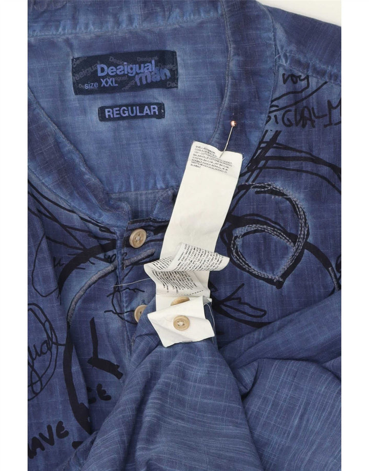 Ανδρικό γραφικό πουλόβερ Desigual πουκάμισο 2XL Navy Blue βαμβακερό