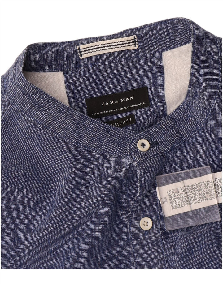 Zara Ανδρικό πουλόβερ Πουκάμισο XL Μπλε βαμβακερό