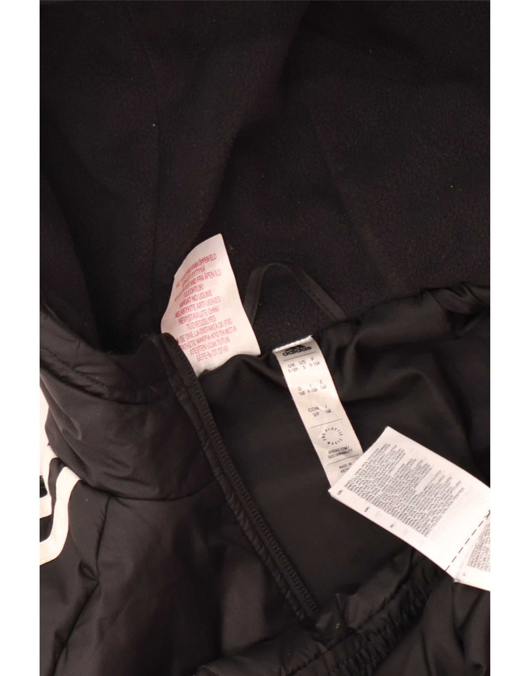 Adidas Boys Graphic Hooded Jacket 9-10 Years Black Polyester