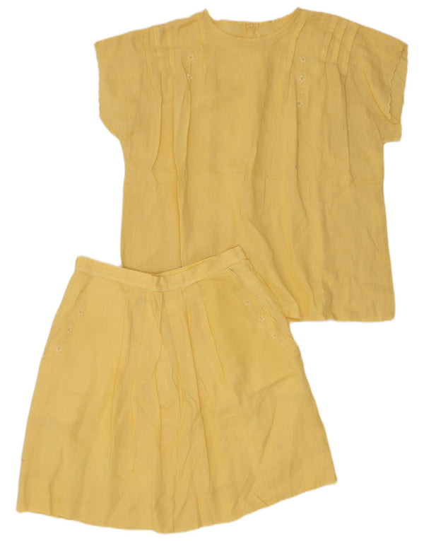 Vintage γυναικεία φούστα 2 τεμαχίων UK 10 Small W24 L18 Yellow Floral