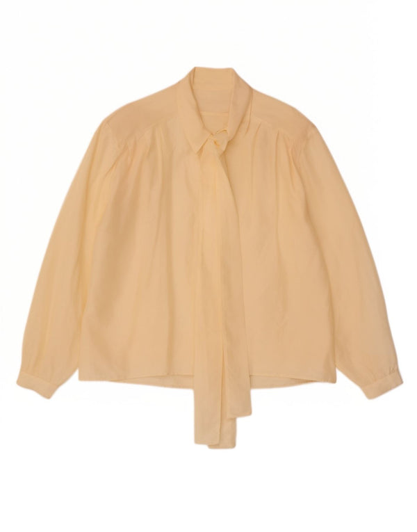 Vintage γυναικείο πουκάμισο με γραβάτα μπλούζα UK 18 XL Beige