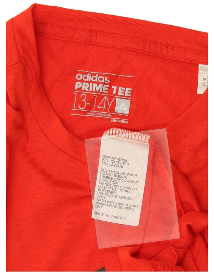 Adidas Boys Climalite Graphic T-Shirt Top 13-14 Years Red Polyester