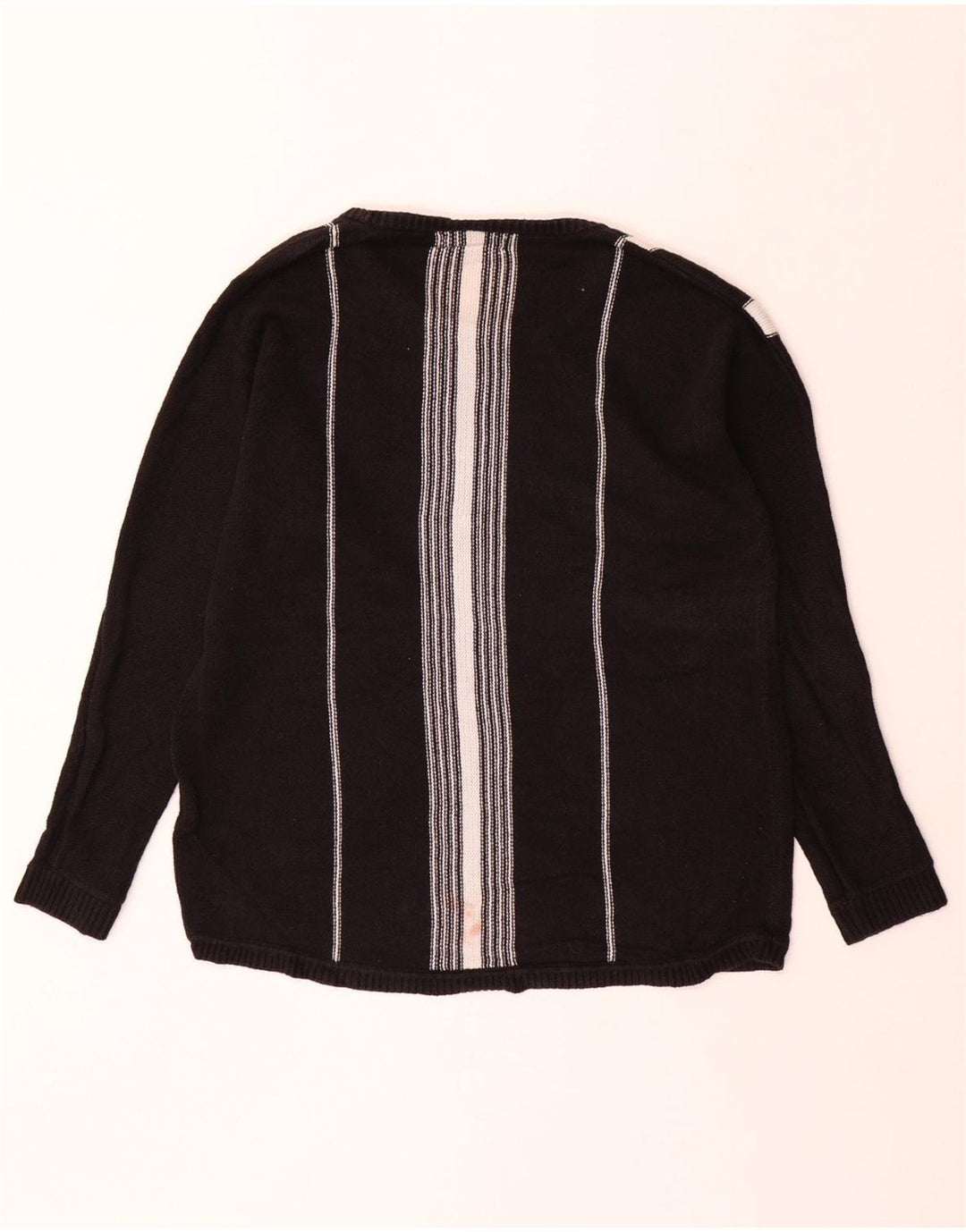 CALVIN KLEIN Ανδρικό πουλόβερ με λαιμόκαυστο βαμβακερό μεσαίο μαύρο ριγέ