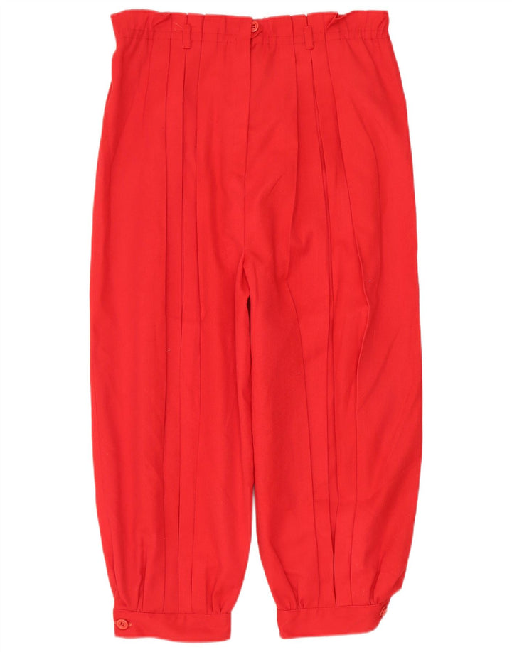 VINTAGE Γυναικείο Ψηλόμεσο Παντελόνι Κάπρι W28 L18 Κόκκινο Πολυεστέρας