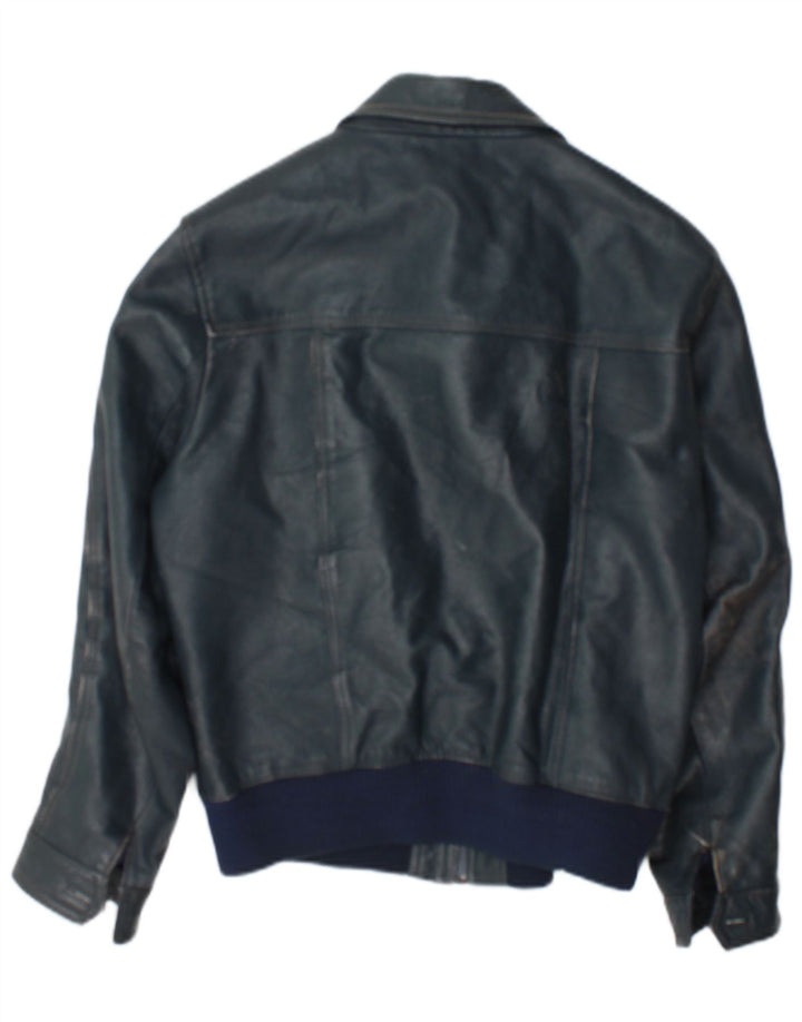 C&A Ανδρικό Δερμάτινο Μπουφάν UK 36 Small Blue Leather