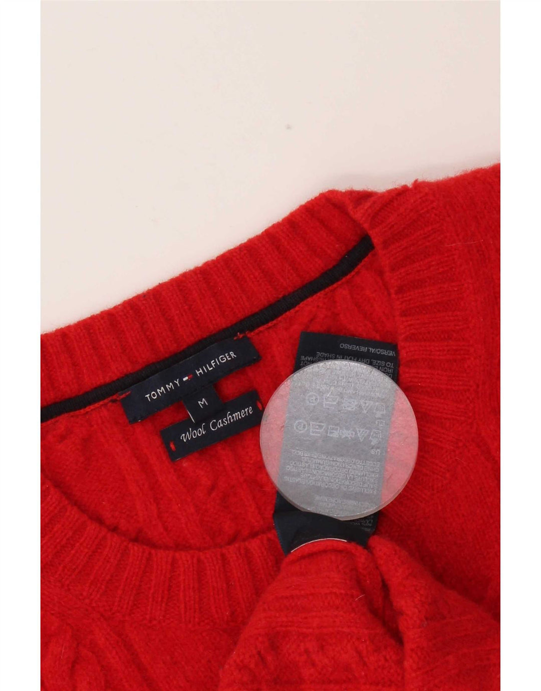 Tommy Hilfiger Γυναικείο πουλόβερ με λαιμόκοψη UK 12 μεσαίο κόκκινο μαλλί
