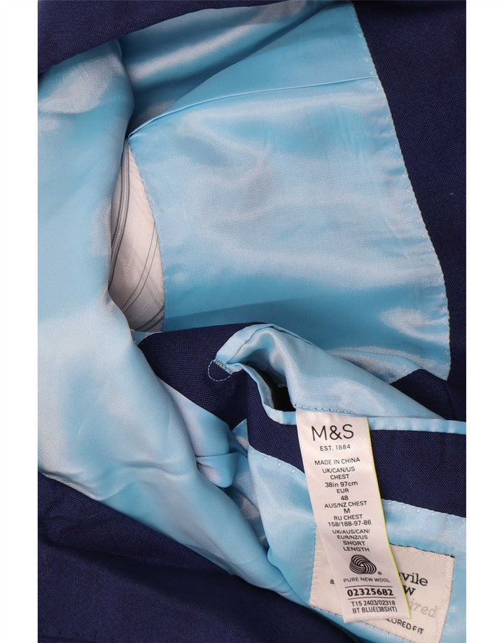 Marks & Spencer Ανδρικό σακάκι σακάκι με 2 κουμπιά UK 38 Medium Blue Wool