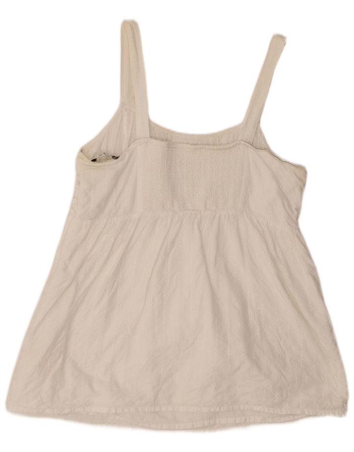 Fat Face Womens Cami Top UK 18 XL Λευκό βαμβακερό