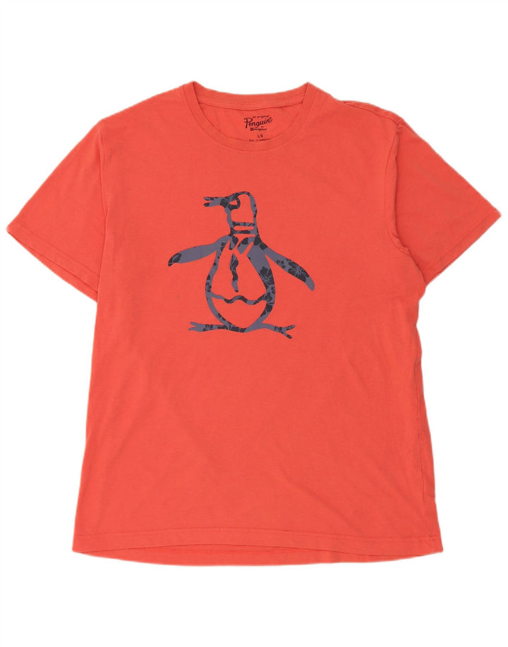 Ανδρικό γραφικό T-Shirt Penguin Top μεγάλο πορτοκαλί βαμβακερό