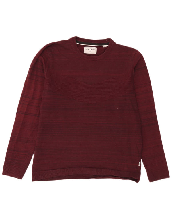 Jack & Jones Ανδρικό πουλόβερ με λαιμόκοψη XL βαμβακερό μπορντό