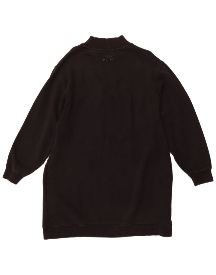 Γυναικείο γραφικό φούτερ SUPERDRY φόρεμα UK 14 μεγάλο μαύρο βαμβακερό