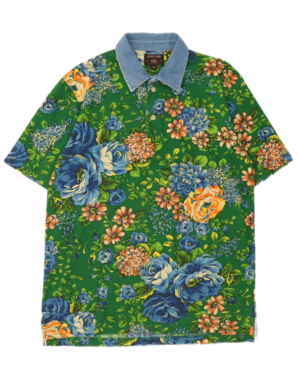 Ανδρικό μπλουζάκι ράγκμπι πόλο Jantzen 2XL πράσινο φλοράλ βαμβακερό