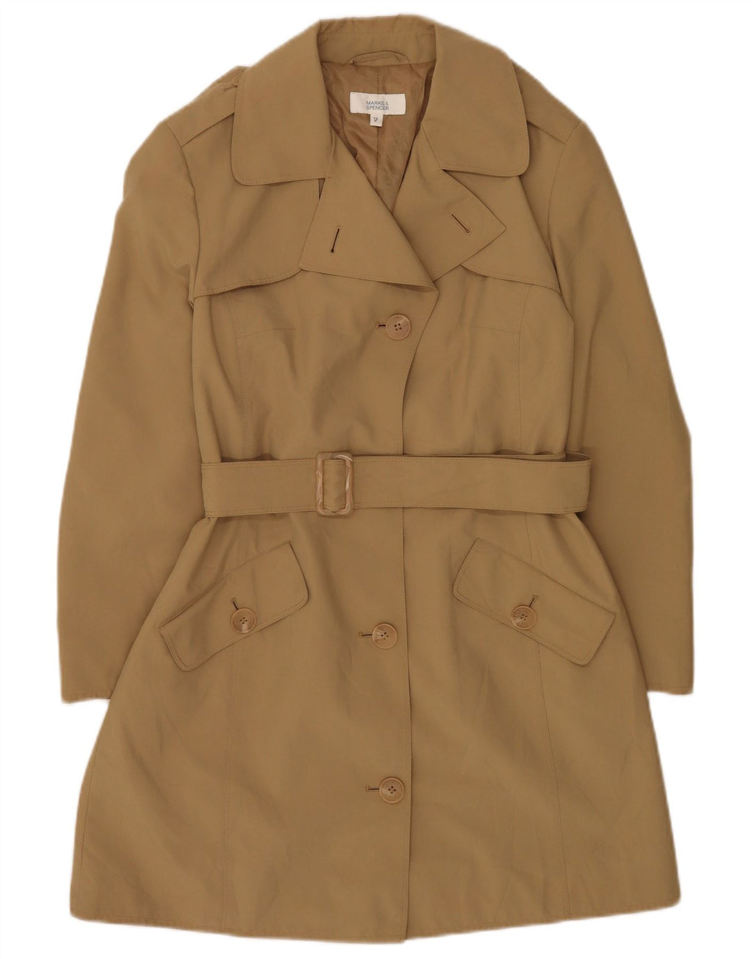 Marks & Spencer Γυναικεία Petite Trench Coat UK 12 Medium Khaki Polyester