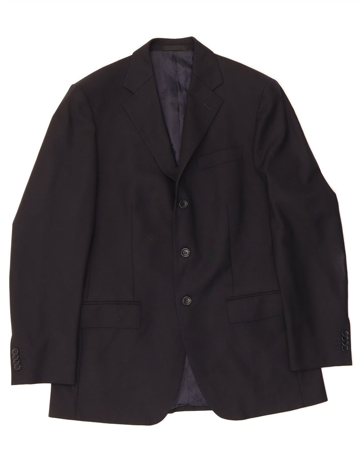 BOGGI Mens 3 Button Blazer Jacket IT 48 Medium Navy Blue Wool Vintage Boggi and Second-Hand Boggi from Messina Hembry 