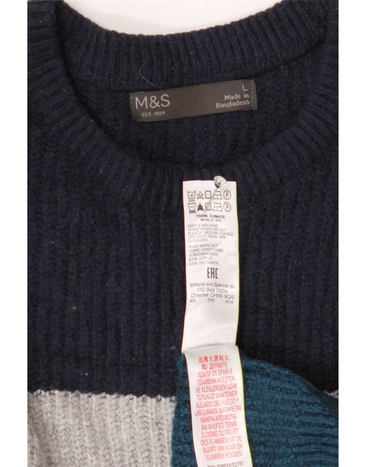 Marks & Spencer Ανδρικό πουλόβερ με λαιμόκοψη μεγάλο πολύχρωμο