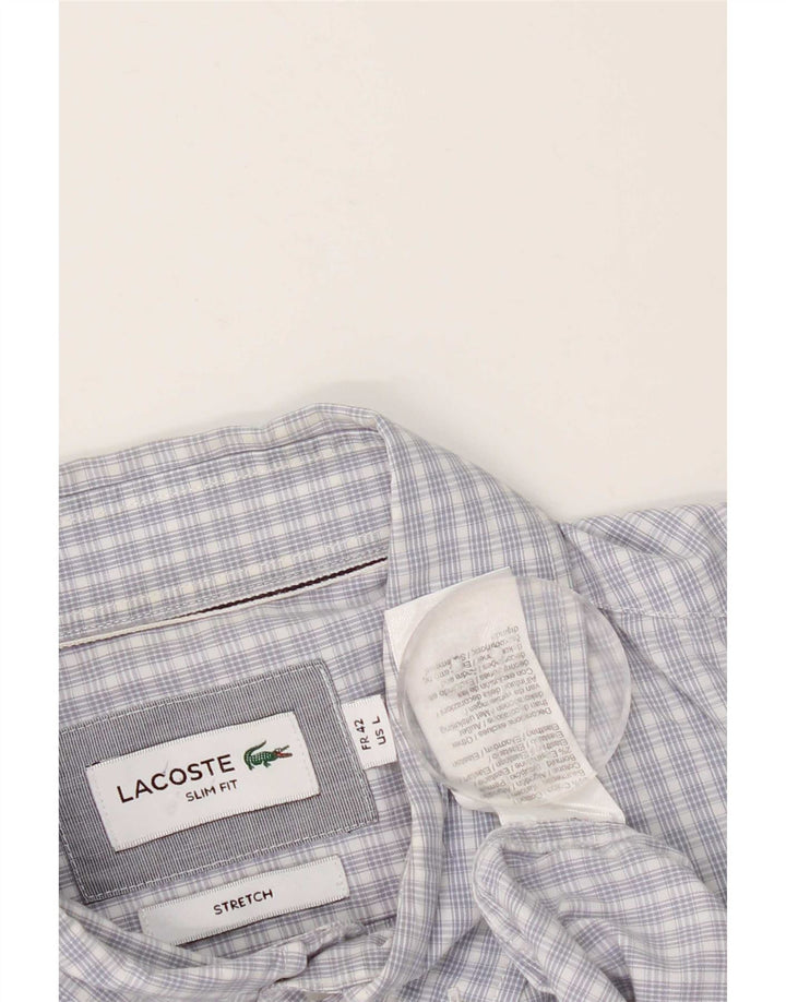 Ανδρικό πουκάμισο Lacoste Slim Fit Μέγεθος 42 Μεγάλο μπλε βαμβακερό Gingham